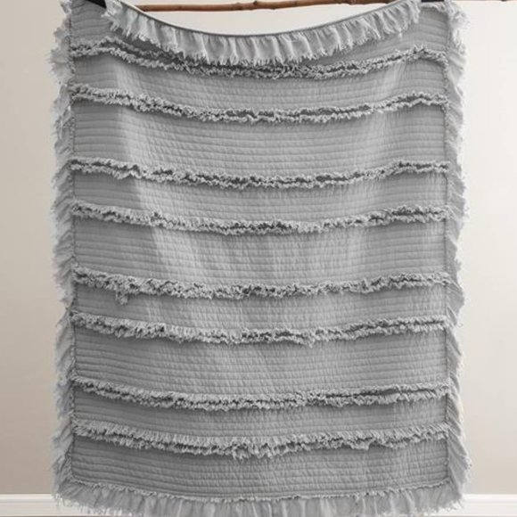 Farmhouse Throw Blanket Boho Cottage Decor Soft Decorative Grey Quilted Cover - Picture 6 of 12